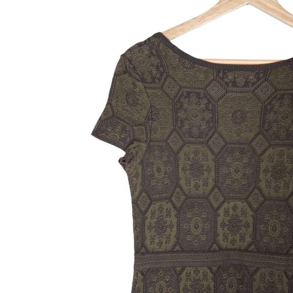 Peruvian Connection Womens Sheath Dress Small Olive Green Knit Short Sleeve Mini - Picture 9 of 12